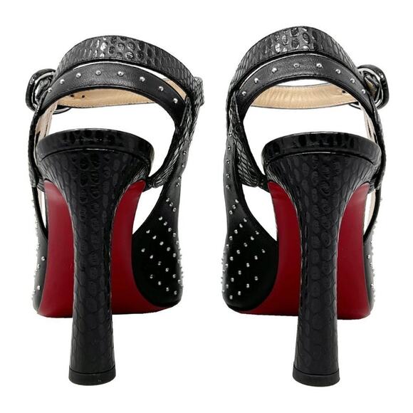 Christian Louboutin Loopinga 100 Studded Black Leather Sandals Size 36.5 - Picture 5 of 10